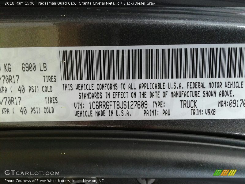 Granite Crystal Metallic / Black/Diesel Gray 2018 Ram 1500 Tradesman Quad Cab