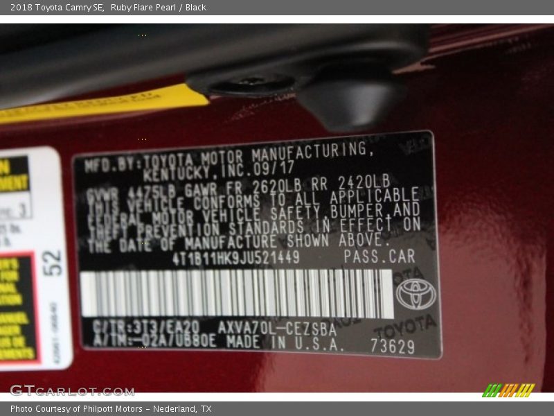 Ruby Flare Pearl / Black 2018 Toyota Camry SE