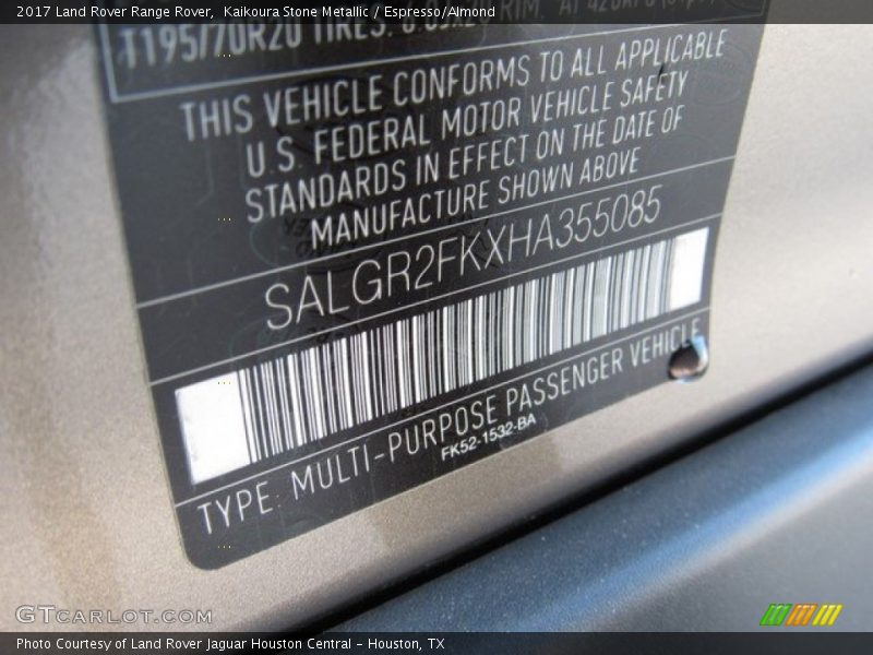 Kaikoura Stone Metallic / Espresso/Almond 2017 Land Rover Range Rover