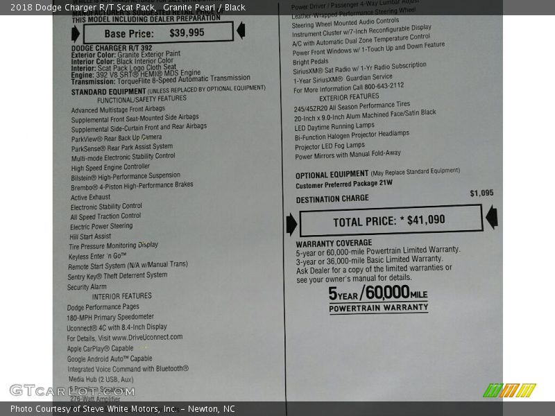 Granite Pearl / Black 2018 Dodge Charger R/T Scat Pack