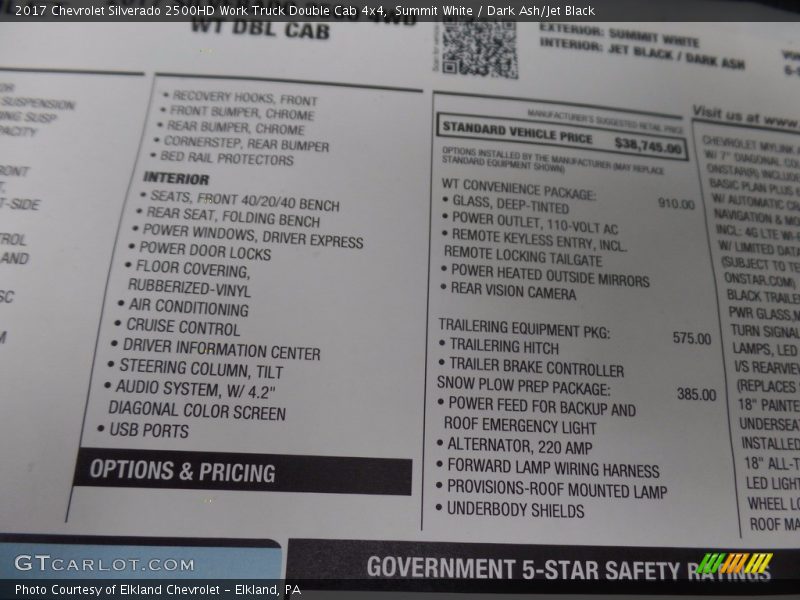 Summit White / Dark Ash/Jet Black 2017 Chevrolet Silverado 2500HD Work Truck Double Cab 4x4