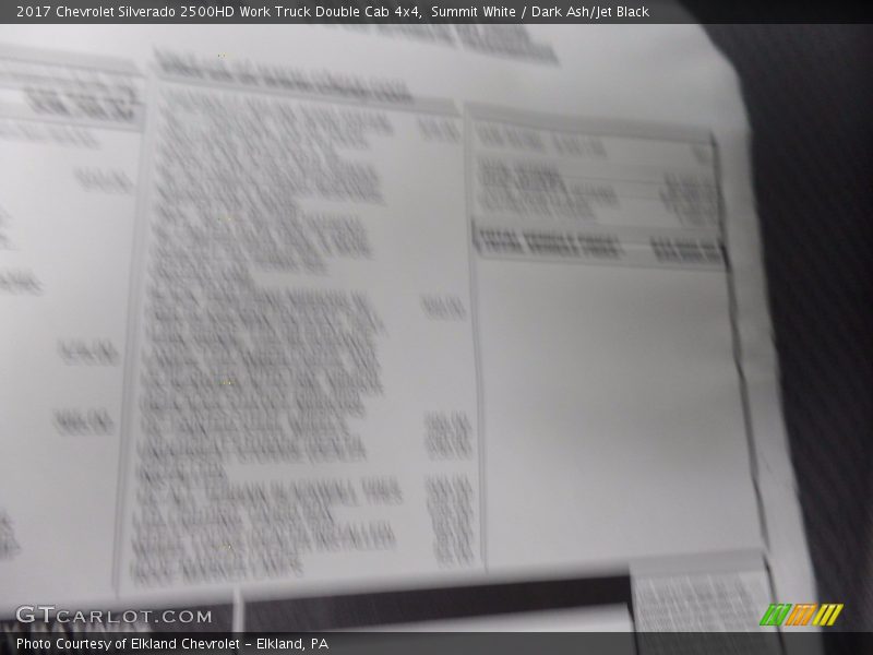 Summit White / Dark Ash/Jet Black 2017 Chevrolet Silverado 2500HD Work Truck Double Cab 4x4