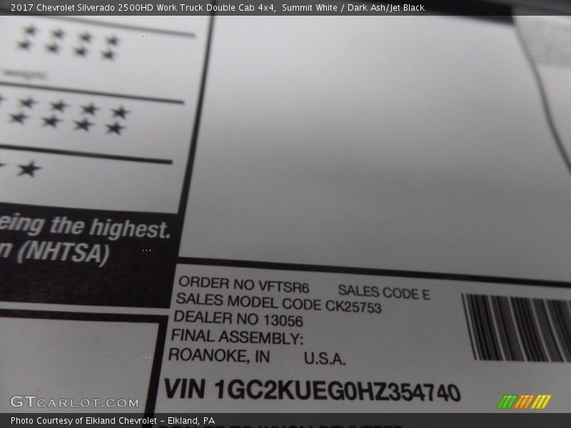 Summit White / Dark Ash/Jet Black 2017 Chevrolet Silverado 2500HD Work Truck Double Cab 4x4