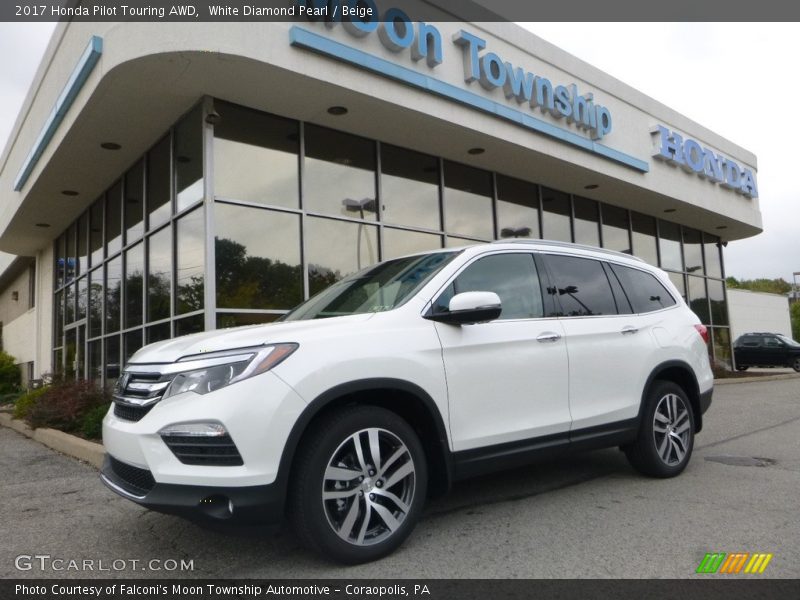 White Diamond Pearl / Beige 2017 Honda Pilot Touring AWD