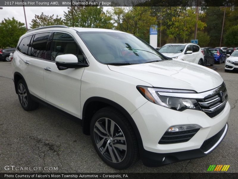 White Diamond Pearl / Beige 2017 Honda Pilot Touring AWD