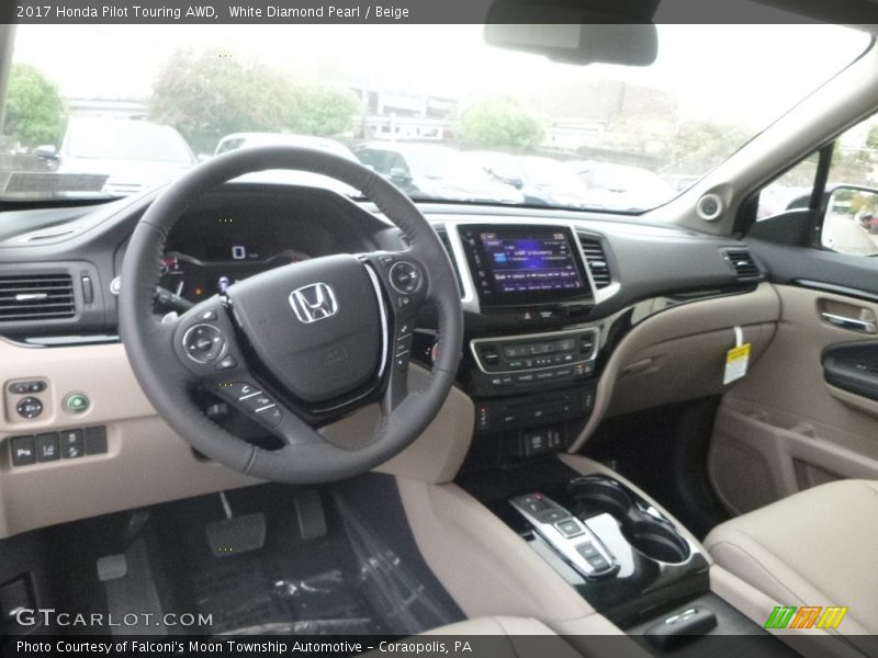 White Diamond Pearl / Beige 2017 Honda Pilot Touring AWD