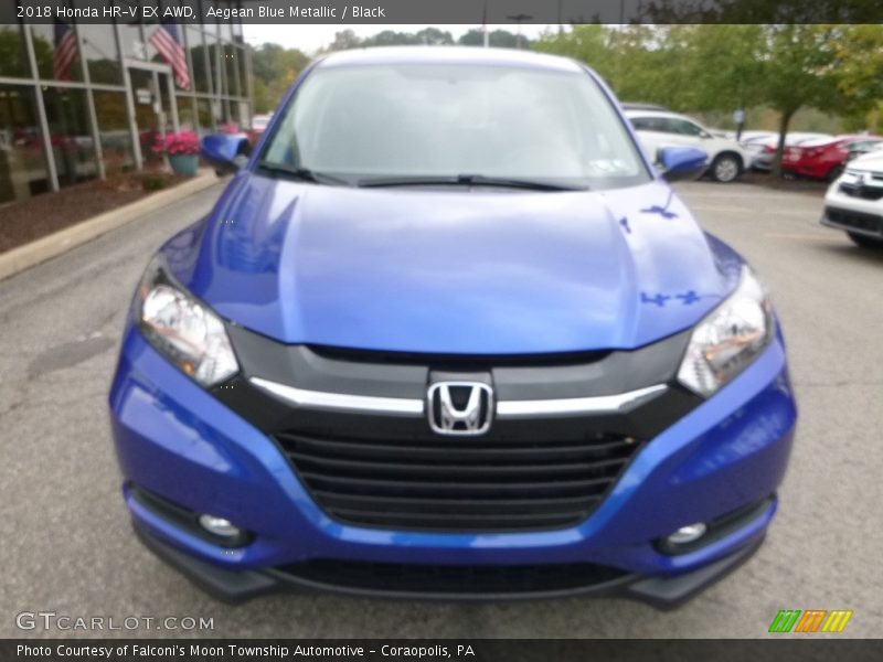 Aegean Blue Metallic / Black 2018 Honda HR-V EX AWD