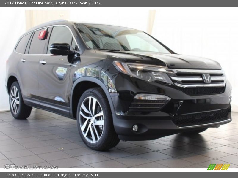 Crystal Black Pearl / Black 2017 Honda Pilot Elite AWD