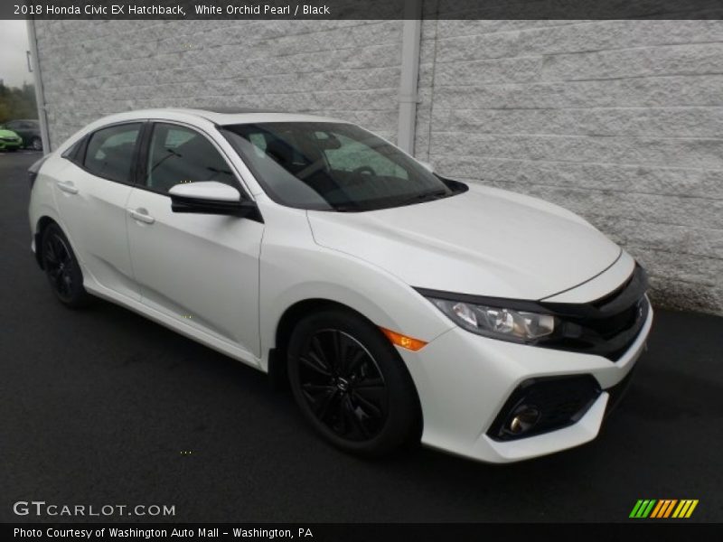 White Orchid Pearl / Black 2018 Honda Civic EX Hatchback