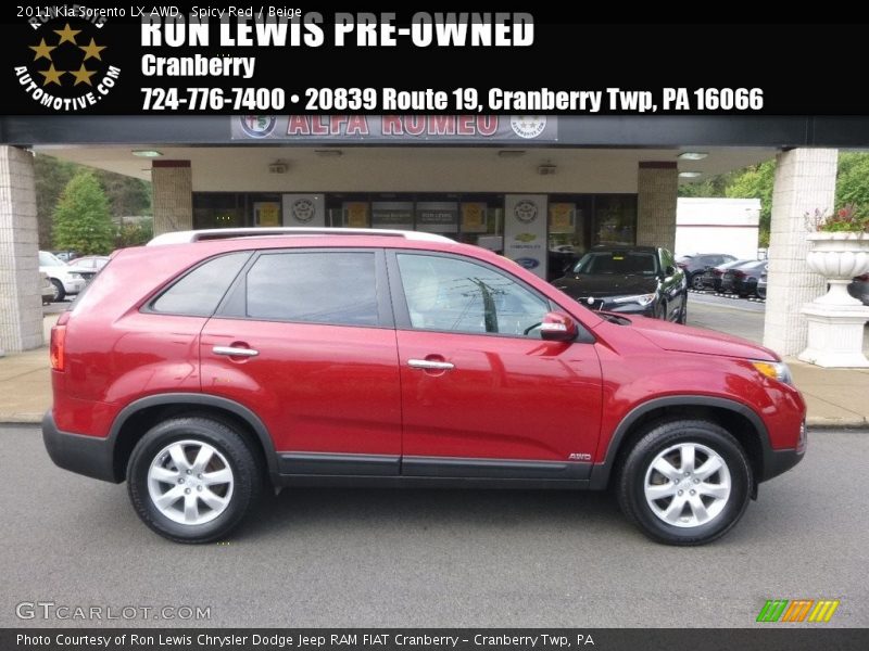 Spicy Red / Beige 2011 Kia Sorento LX AWD