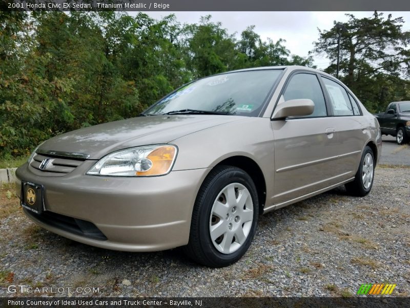 Titanium Metallic / Beige 2001 Honda Civic EX Sedan