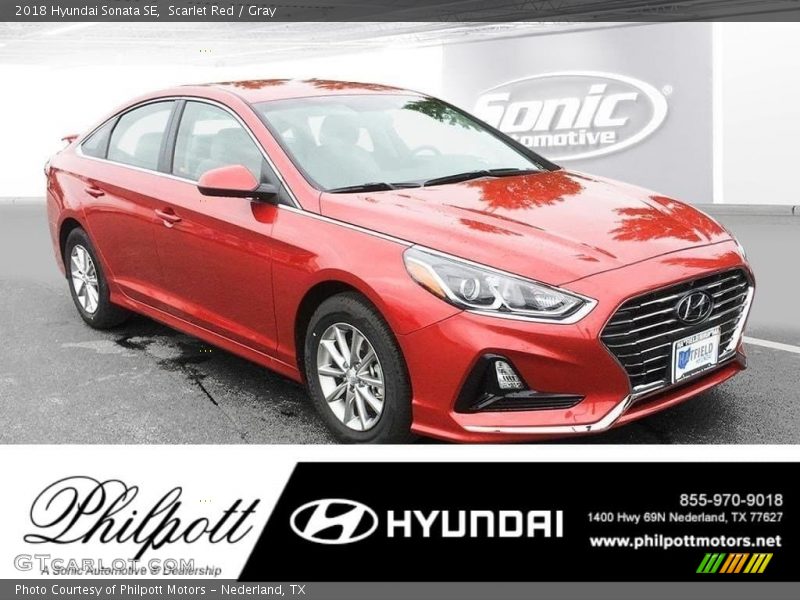 Scarlet Red / Gray 2018 Hyundai Sonata SE