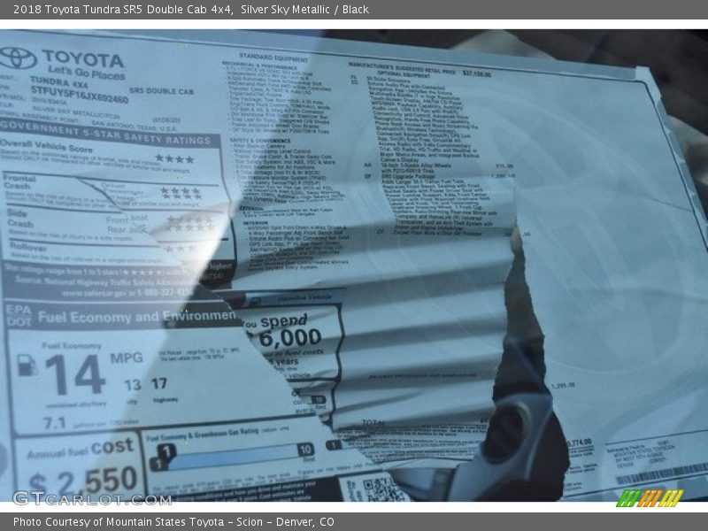 Silver Sky Metallic / Black 2018 Toyota Tundra SR5 Double Cab 4x4
