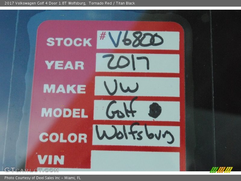Tornado Red / Titan Black 2017 Volkswagen Golf 4 Door 1.8T Wolfsburg