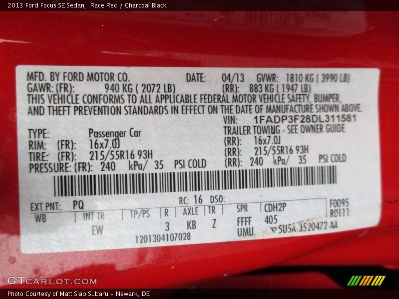 Race Red / Charcoal Black 2013 Ford Focus SE Sedan