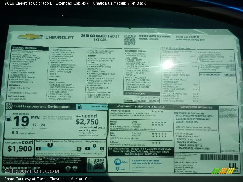  2018 Colorado LT Extended Cab 4x4 Window Sticker