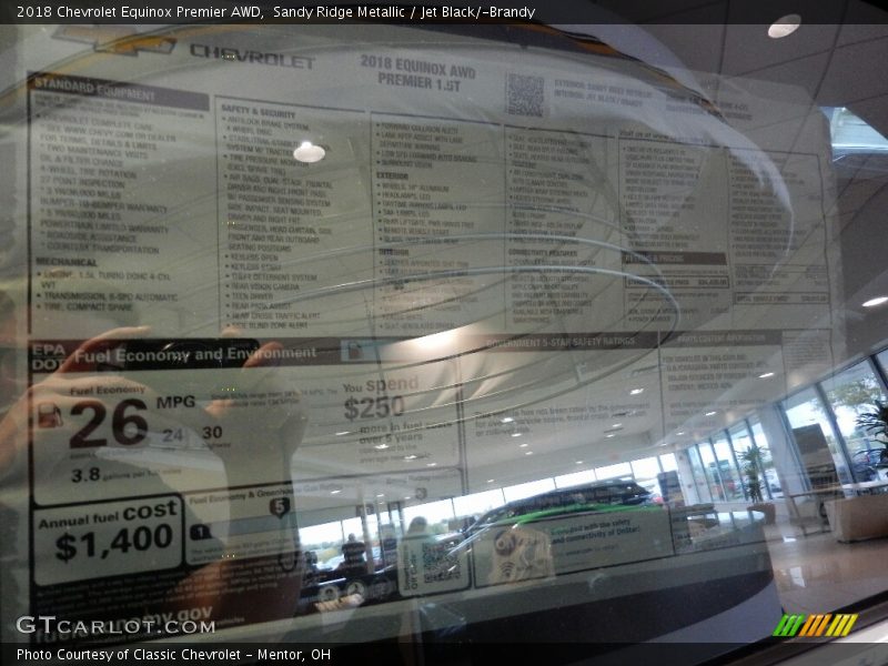 Sandy Ridge Metallic / Jet Black/­Brandy 2018 Chevrolet Equinox Premier AWD