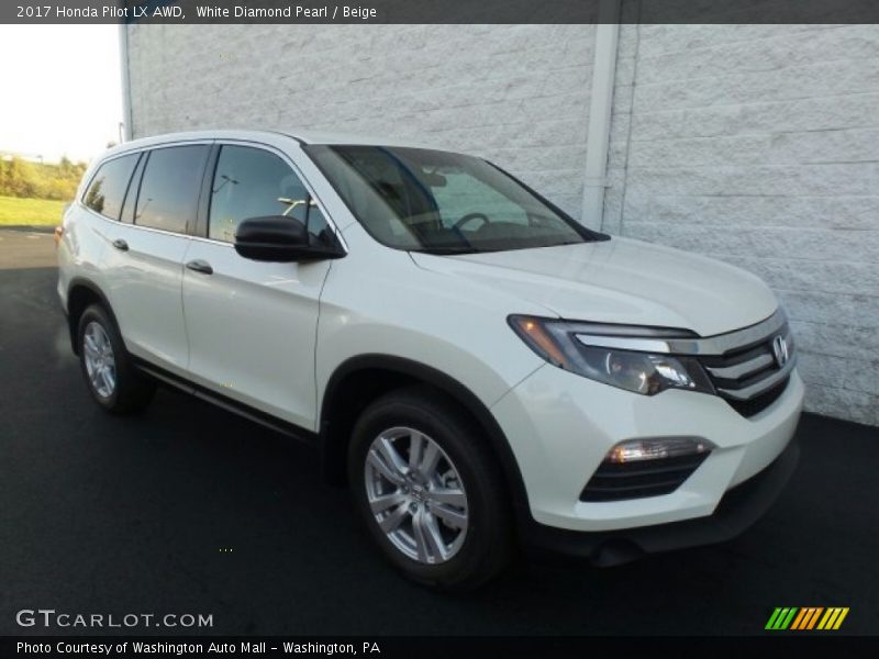 White Diamond Pearl / Beige 2017 Honda Pilot LX AWD