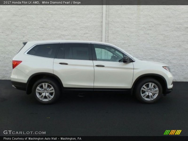 White Diamond Pearl / Beige 2017 Honda Pilot LX AWD