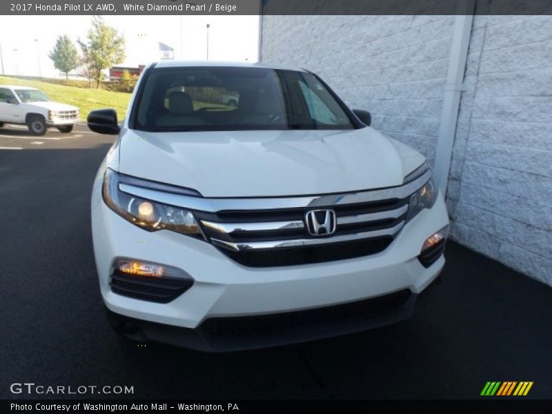 White Diamond Pearl / Beige 2017 Honda Pilot LX AWD