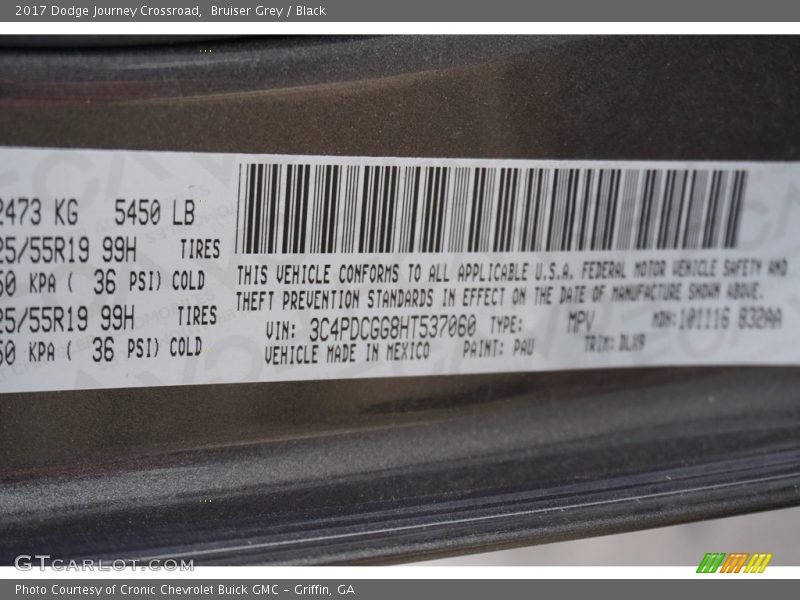 Bruiser Grey / Black 2017 Dodge Journey Crossroad