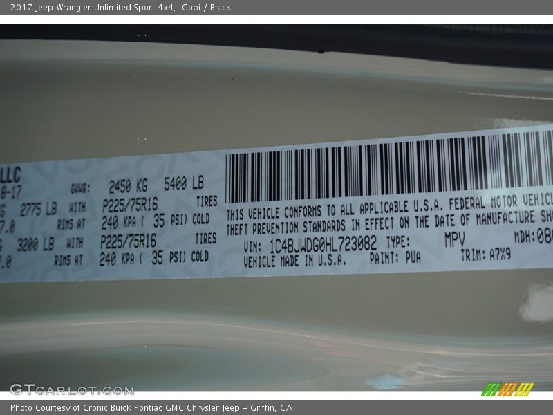 Gobi / Black 2017 Jeep Wrangler Unlimited Sport 4x4