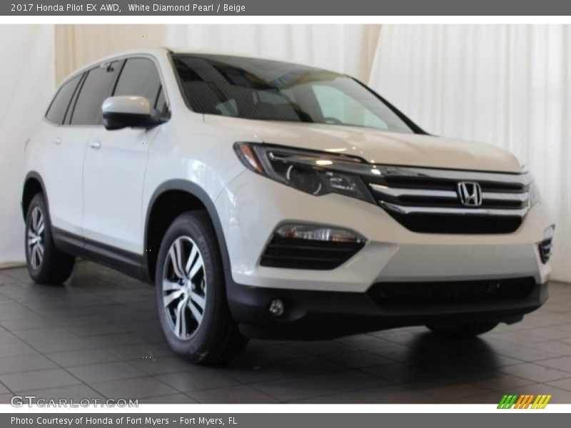 White Diamond Pearl / Beige 2017 Honda Pilot EX AWD