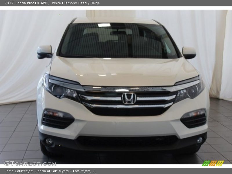 White Diamond Pearl / Beige 2017 Honda Pilot EX AWD