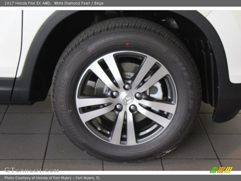 White Diamond Pearl / Beige 2017 Honda Pilot EX AWD