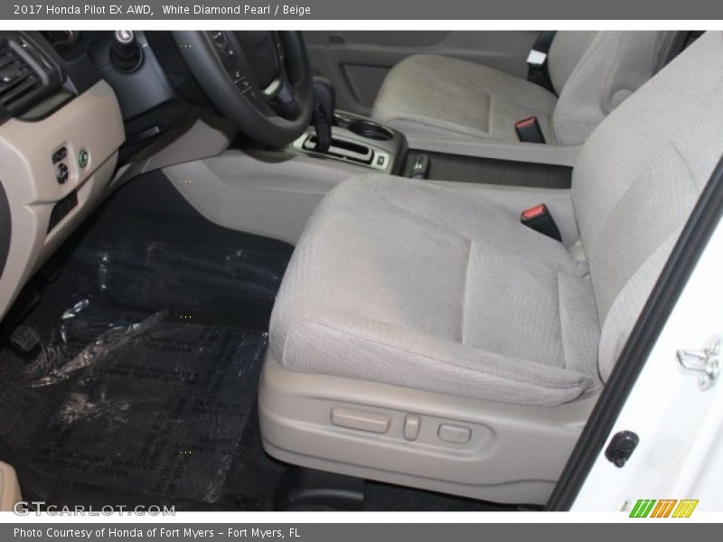 White Diamond Pearl / Beige 2017 Honda Pilot EX AWD