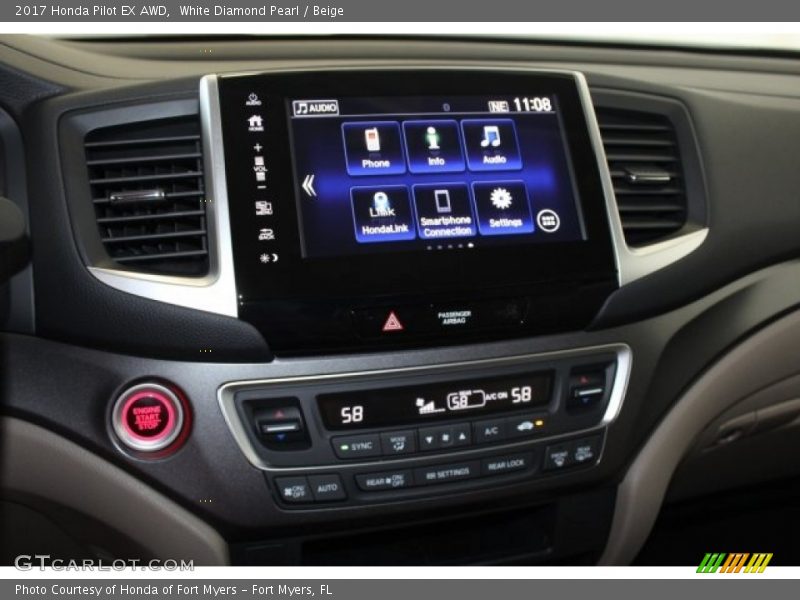White Diamond Pearl / Beige 2017 Honda Pilot EX AWD