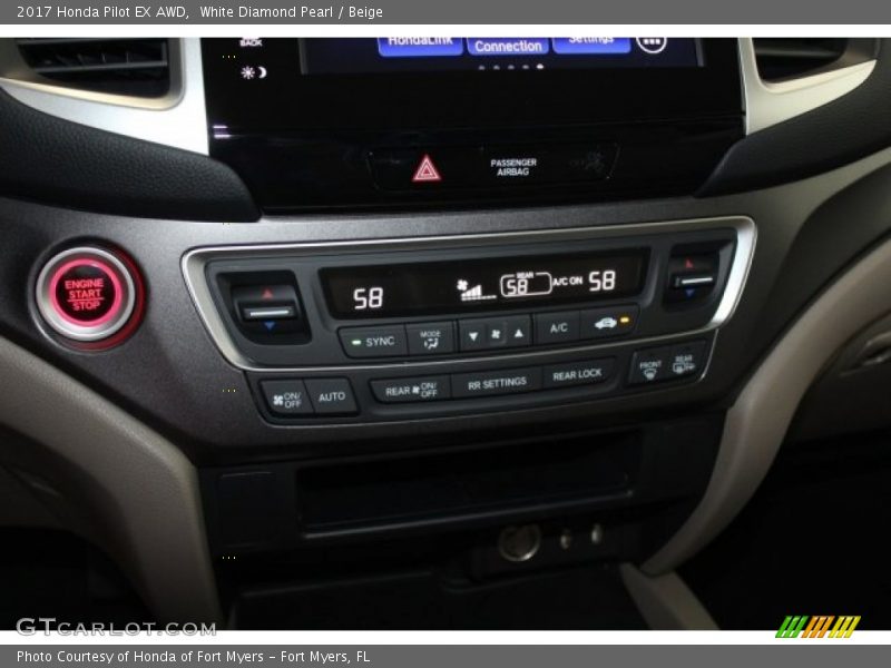 White Diamond Pearl / Beige 2017 Honda Pilot EX AWD