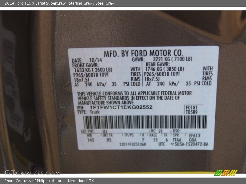 Sterling Grey / Steel Grey 2014 Ford F150 Lariat SuperCrew