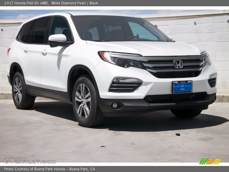 White Diamond Pearl / Black 2017 Honda Pilot EX AWD