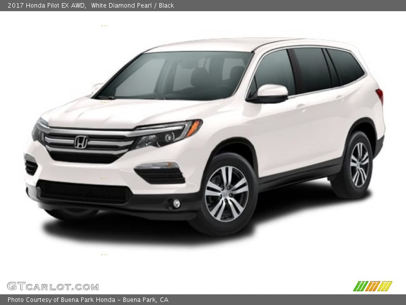 White Diamond Pearl / Black 2017 Honda Pilot EX AWD