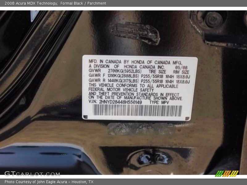 Formal Black / Parchment 2008 Acura MDX Technology
