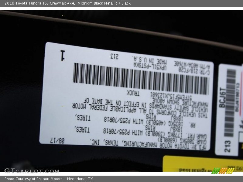 2018 Tundra TSS CrewMax 4x4 Midnight Black Metallic Color Code 218