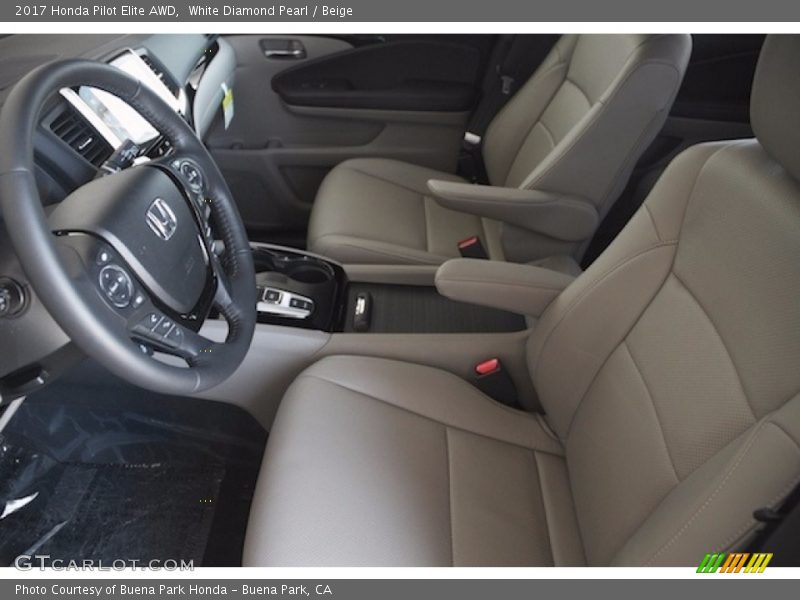 White Diamond Pearl / Beige 2017 Honda Pilot Elite AWD