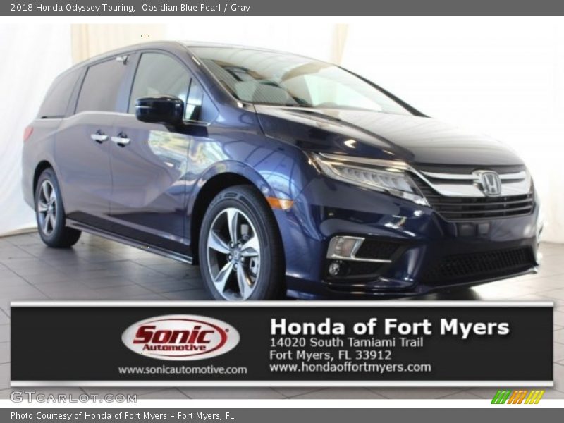 Obsidian Blue Pearl / Gray 2018 Honda Odyssey Touring