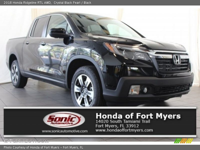 Crystal Black Pearl / Black 2018 Honda Ridgeline RTL AWD