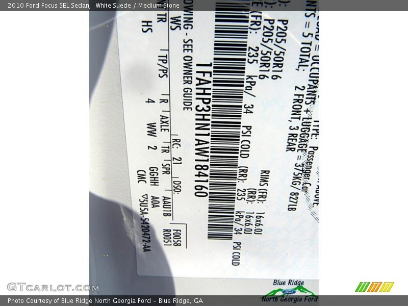 White Suede / Medium Stone 2010 Ford Focus SEL Sedan