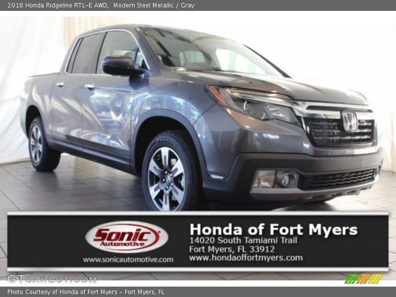 Modern Steel Metallic / Gray 2018 Honda Ridgeline RTL-E AWD