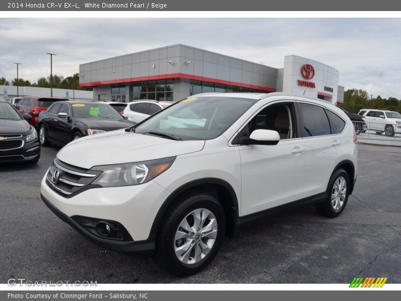 White Diamond Pearl / Beige 2014 Honda CR-V EX-L