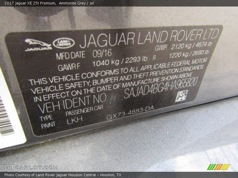 Ammonite Grey / Jet 2017 Jaguar XE 25t Premium