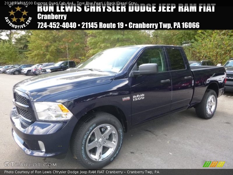 True Blue Pearl / Black/Diesel Gray 2018 Ram 1500 Express Quad Cab 4x4