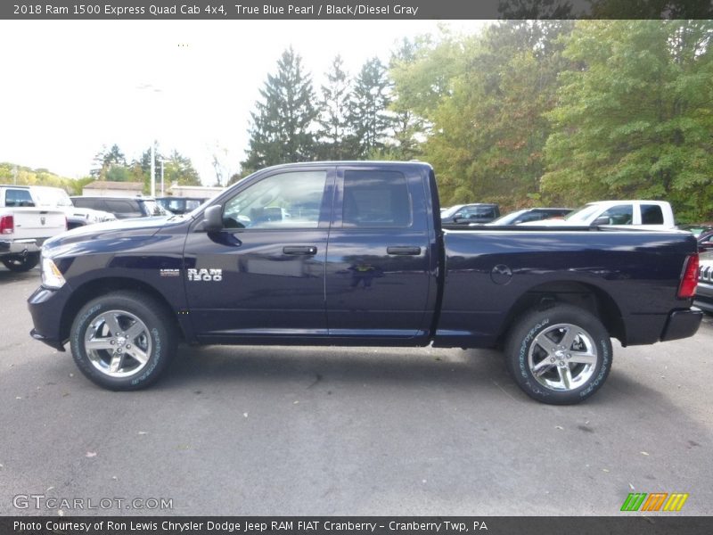 True Blue Pearl / Black/Diesel Gray 2018 Ram 1500 Express Quad Cab 4x4