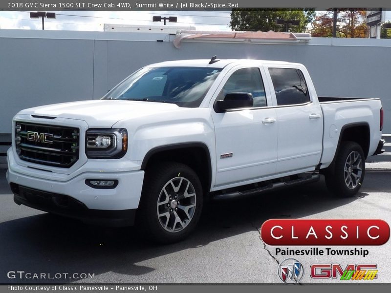 Summit White / Jet Black/­Spice Red 2018 GMC Sierra 1500 SLT Crew Cab 4WD