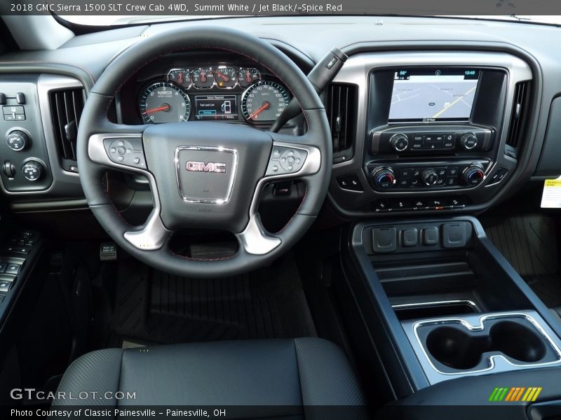 Summit White / Jet Black/­Spice Red 2018 GMC Sierra 1500 SLT Crew Cab 4WD