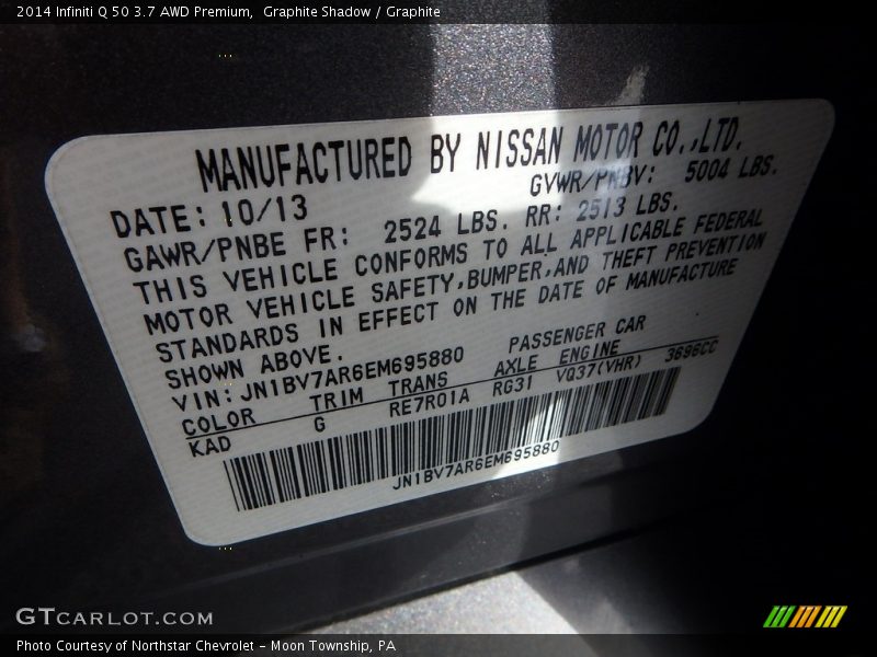 Graphite Shadow / Graphite 2014 Infiniti Q 50 3.7 AWD Premium