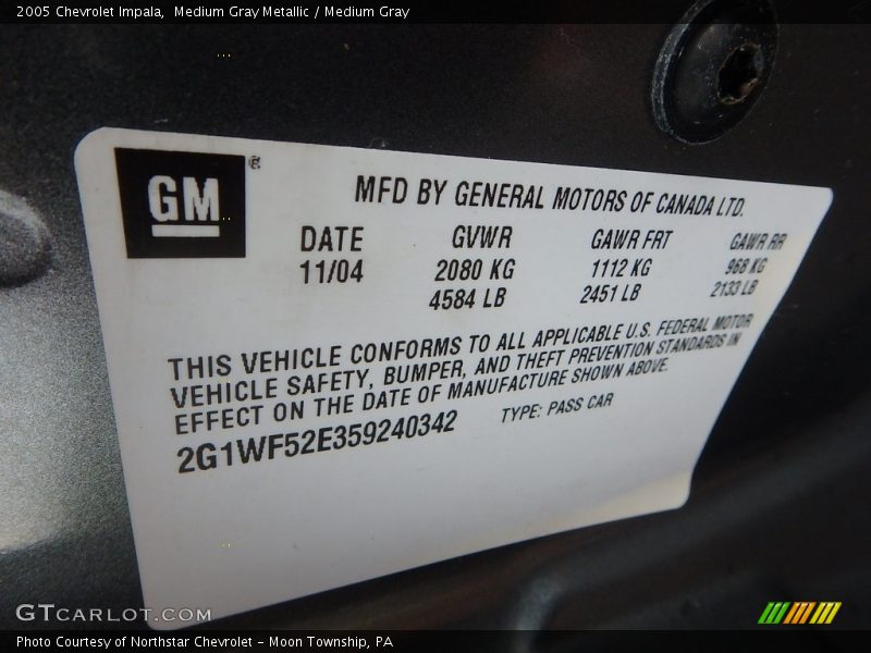 Medium Gray Metallic / Medium Gray 2005 Chevrolet Impala
